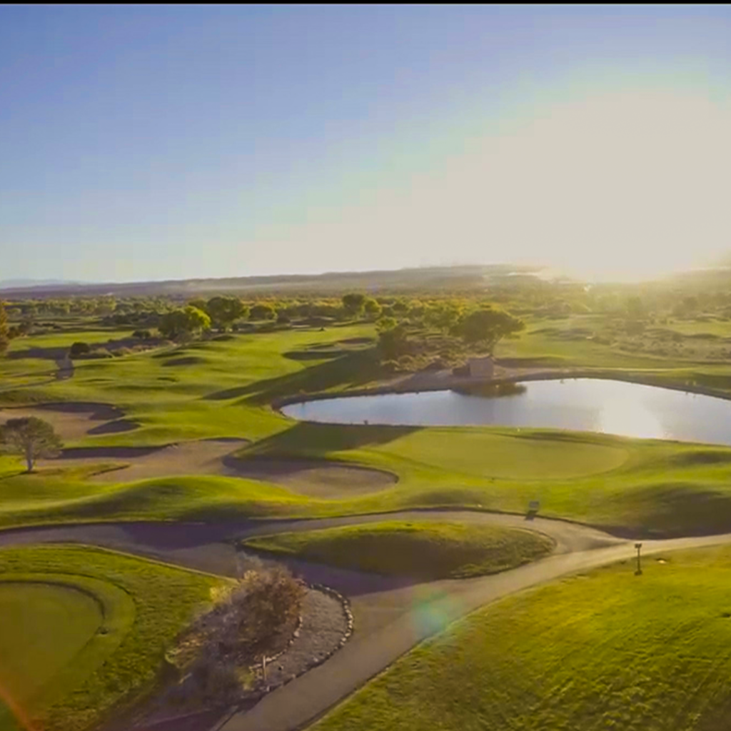 Drone shot looking over the Santa Ana Golf Course
